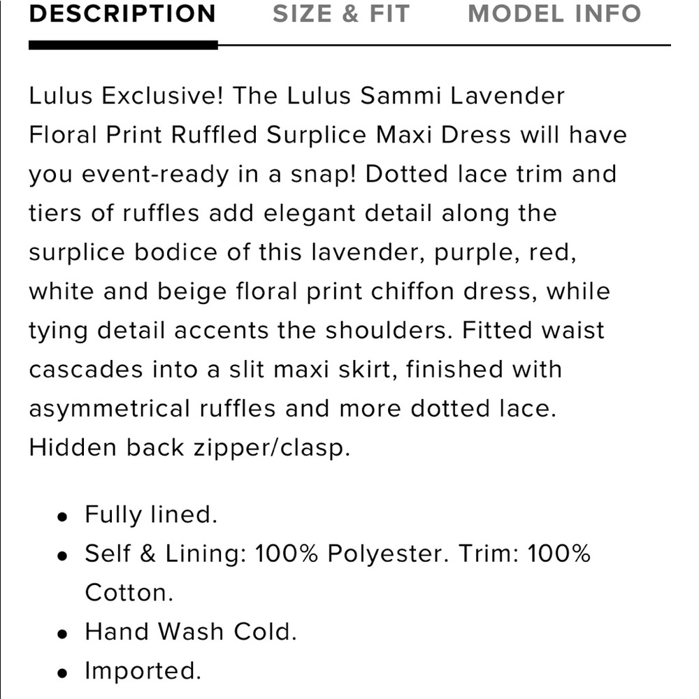 Lulus lavender floral maxi dress in size S - Picture 7 of 8